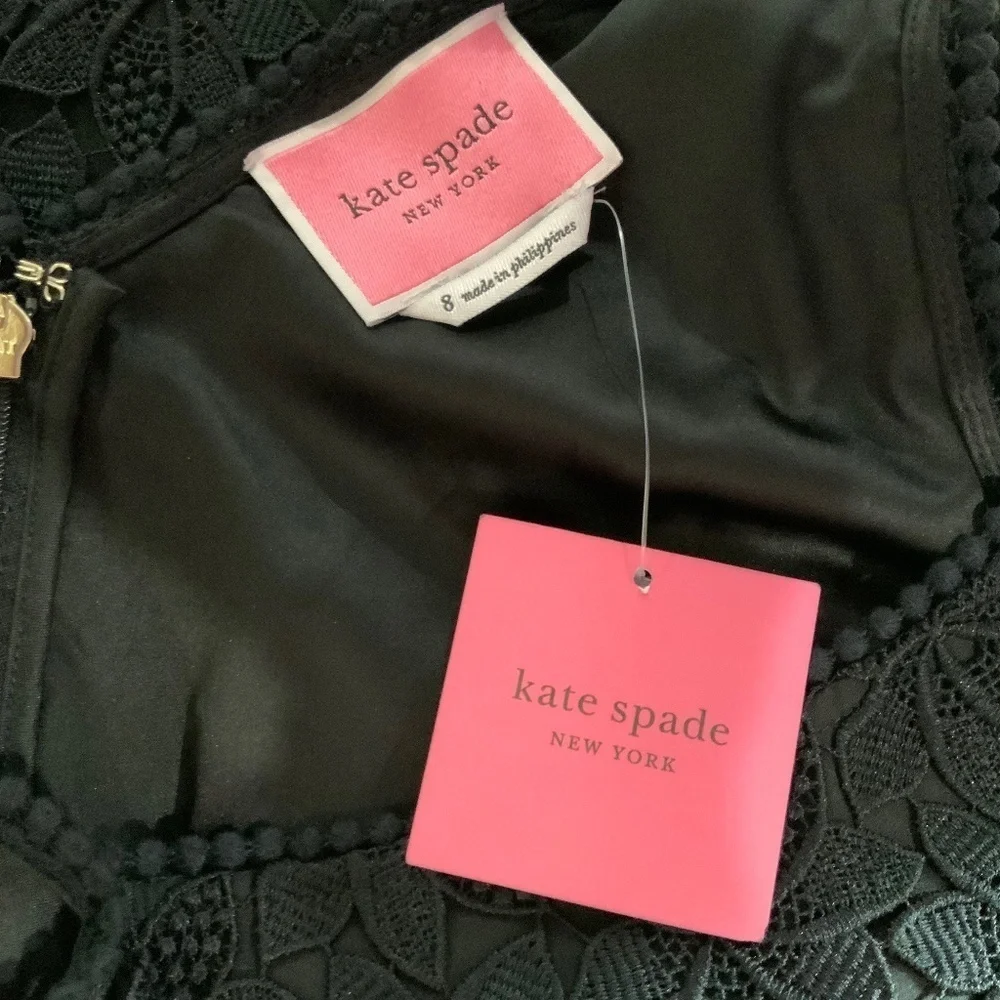 Kate Spade Leaf Lace Black Sleeveless Shift Dress Size 8